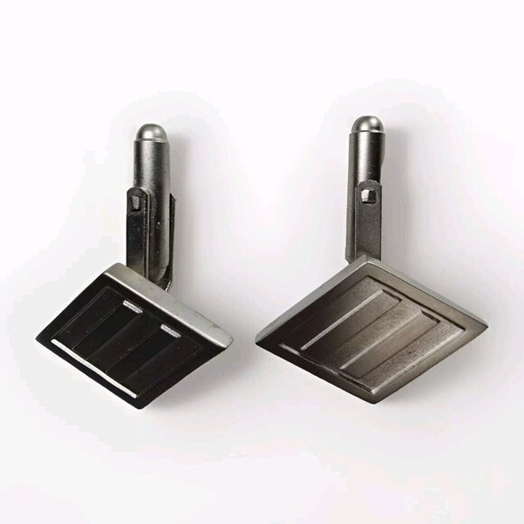 VTG JOSEPH ABBOUD Silver Tone Metal Men Cufflinks Logo Diamond Shape Hinged Back - Picture 2 of 5